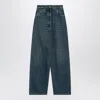 Prada Triangle Logo Wide-leg Jeans In Blue