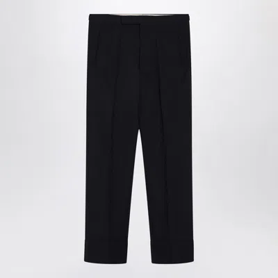 Prada Tailored Pants Button Detail Pleated Front In Black
