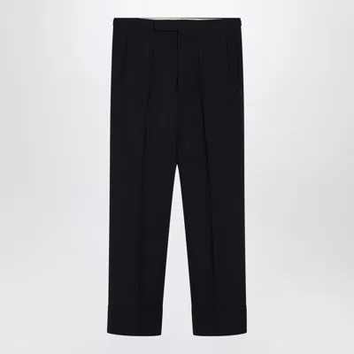 Prada Blue Wool And Mohair Trousers In Black