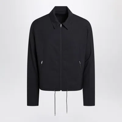 Prada Blue Wool Jacket With Zip Men In Black