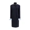 Prada Belted Jacket Embellished Collar Front Pockets In Blue