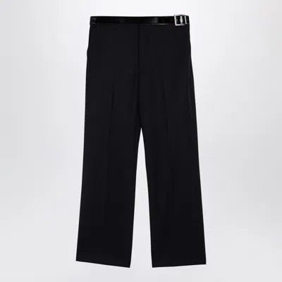 Prada Blue Wool Trousers With Belt Men