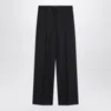Prada Blue Wool Wide Trousers In Black