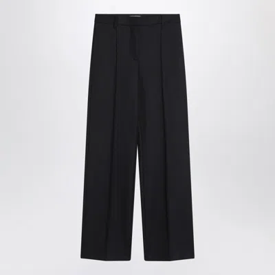 Prada Blue Wool Wide Trousers Women