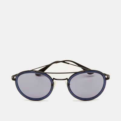 Pre-owned Prada Blue/black Spr 56x Round Sunglasses