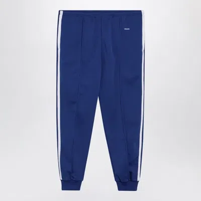 Prada Blueette/white Technical Fabric Jogging Trousers