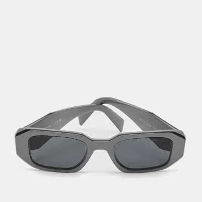 Pre-owned Prada Blue/grey Spr 17w Symbole Rectangle Sunglasses