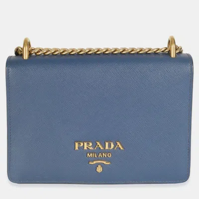 Pre-owned Prada Bluette Saffiano Lux Mini Chain Bag