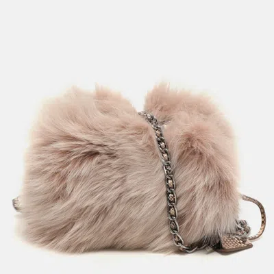 Pre-owned Prada Blush Pink Fox Fur And Python Leather Crossbody Bag