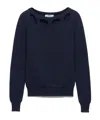 Prada Pullover Aus Baumwolle Mit U-boot-ausschnitt In Blue
