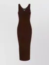 Prada Bodycon Midi Dress Scoop Neckline In Brown