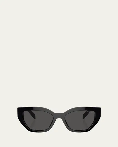 Prada Bold Acetate Butterfly Sunglasses In Black