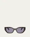 Shop Prada Bold Acetate Butterfly Sunglasses In Grey