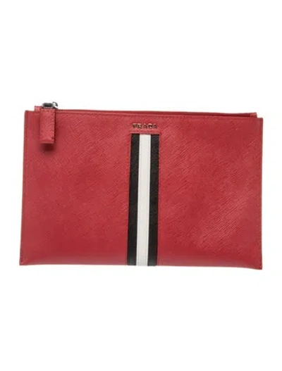 Pre-owned Prada Bolduc Clutch In Red