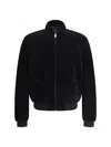 Prada Bomber Jacket Suede Buttoned Pockets In Nero