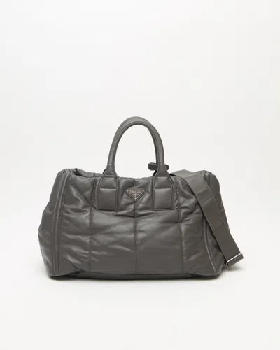 Prada Bomber Nappa Tote Bag In Gray