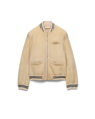 Prada Bomberjacke Aus Lammfell In Neutral