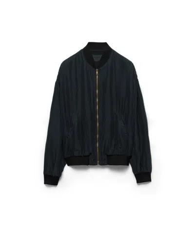 Prada Bomberjacke Aus Seide In Schwarz