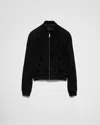 Prada Long-sleeved Leather Jacket In Black