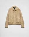Prada Suede Bomber Jacket In Safari/schwarz