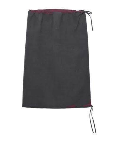 Prada Bonded Hopsack Midi-skirt With Devoré Effect In Blue