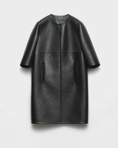 Prada Mantel Aus Verbundleder In Black