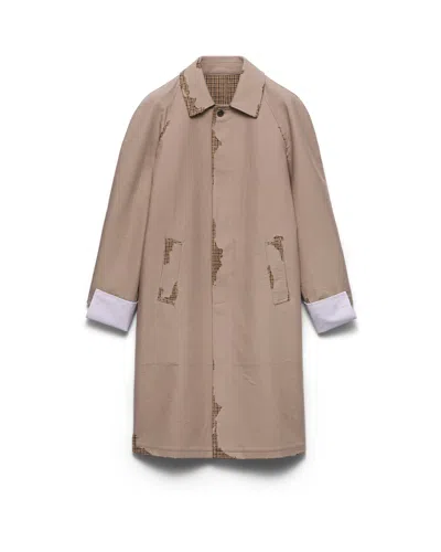 Prada Bonded Poplin Coat With Devoré Effect In Brown