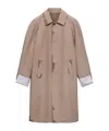 Prada Bonded Poplin Coat With Devoré Effect In Brown