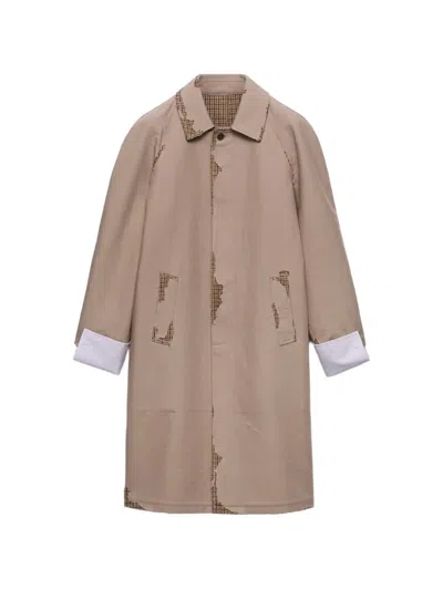 Prada Bonded Poplin Coat With Devoré Effect In Neutrals