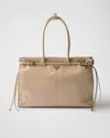 Prada Large Leather Handbag In Travertine