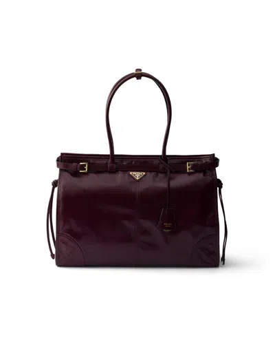 Prada Bonnie Extragrosse Tasche Aus Leder In Burgundy