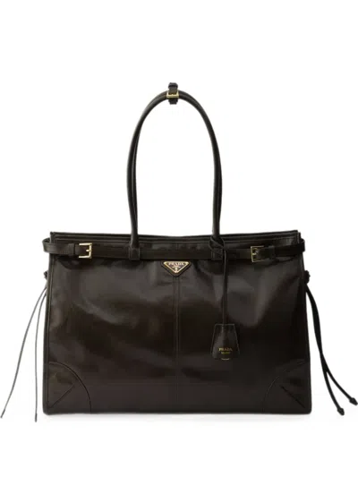 Prada Bonnie Extra-large Leather Bag In Black