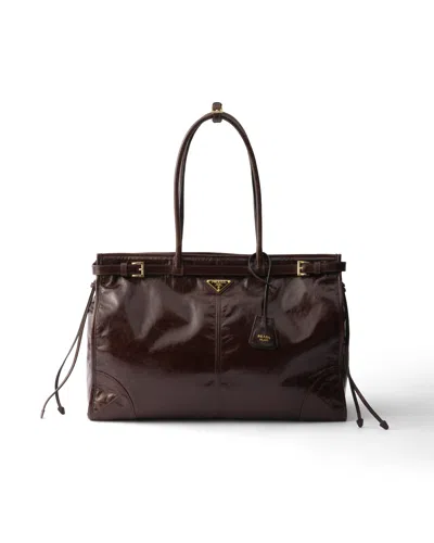 Prada Bonnie Extra-large Leather Bag In Purple