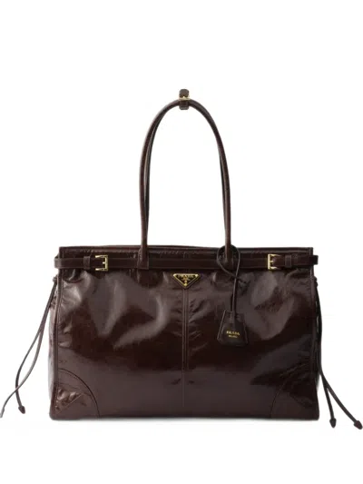 Prada Bonnie Extra-large Leather Bag In Burgundy