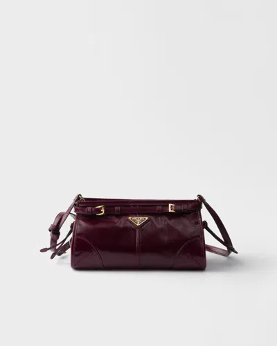 Prada Womens Burgundy Brand-plaque Small Leather Shoulder Bag