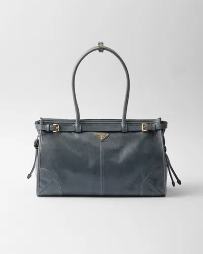 Prada Bonnie Large Leather Handbag In Air Force Blue