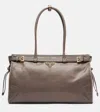 Prada Bonnie Large Leather Shoulder Bag In Gray