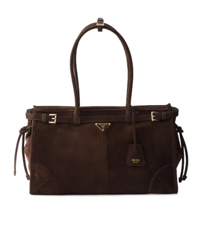 Prada Bonnie Large Suede Handbag In Pattern