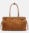 Prada Bonnie Large Suede Tote Bag In Brown