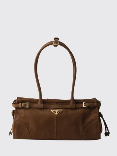 Prada Bonnie Leather Bag In Brown