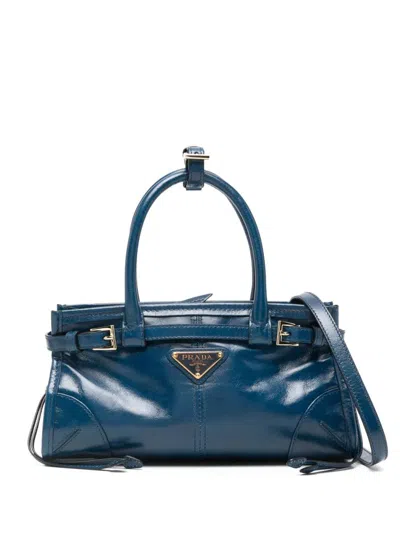 Prada Bonnie Leather Mini Hand Bags In Blue