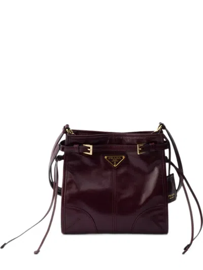 Prada Bonnie Leather Mini Shoulder Bag In Burgundy