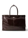 Prada Triangle-logo Leather Tote Bag In Brown
