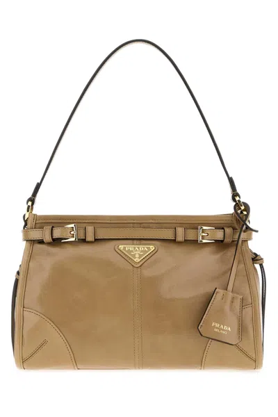 Prada Bonnie Leather Shoulder Handbag In Brown