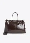 Prada Leather Tote Bag In Brown