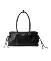 Prada Karin Medium Antiqued Leather Tote Bag In Black
