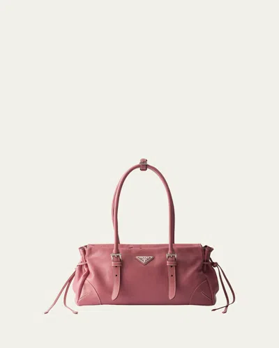 Prada Bonnie Medium Antiqued Leather Tote Bag In Pink