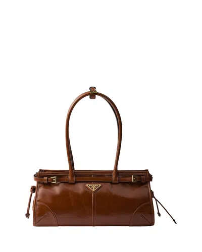 Prada Bonnie Medium Convertible Leather Shoulder Handbag In Brown