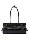 Prada Bonnie Medium Naplak Patent Leather Handbag In Black