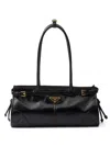 Prada Bonnie Medium Naplak Patent Leather Handbag In Black